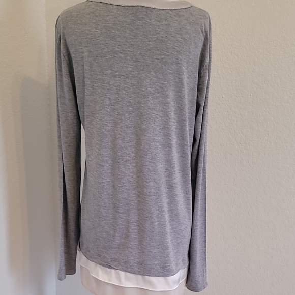 White House Black Market Light Gray Long Sleeve Top - Picture 5 of 5